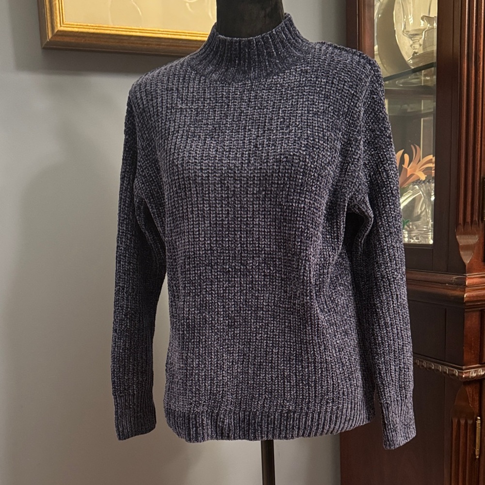 Women's Navy Mock Neck Sweater